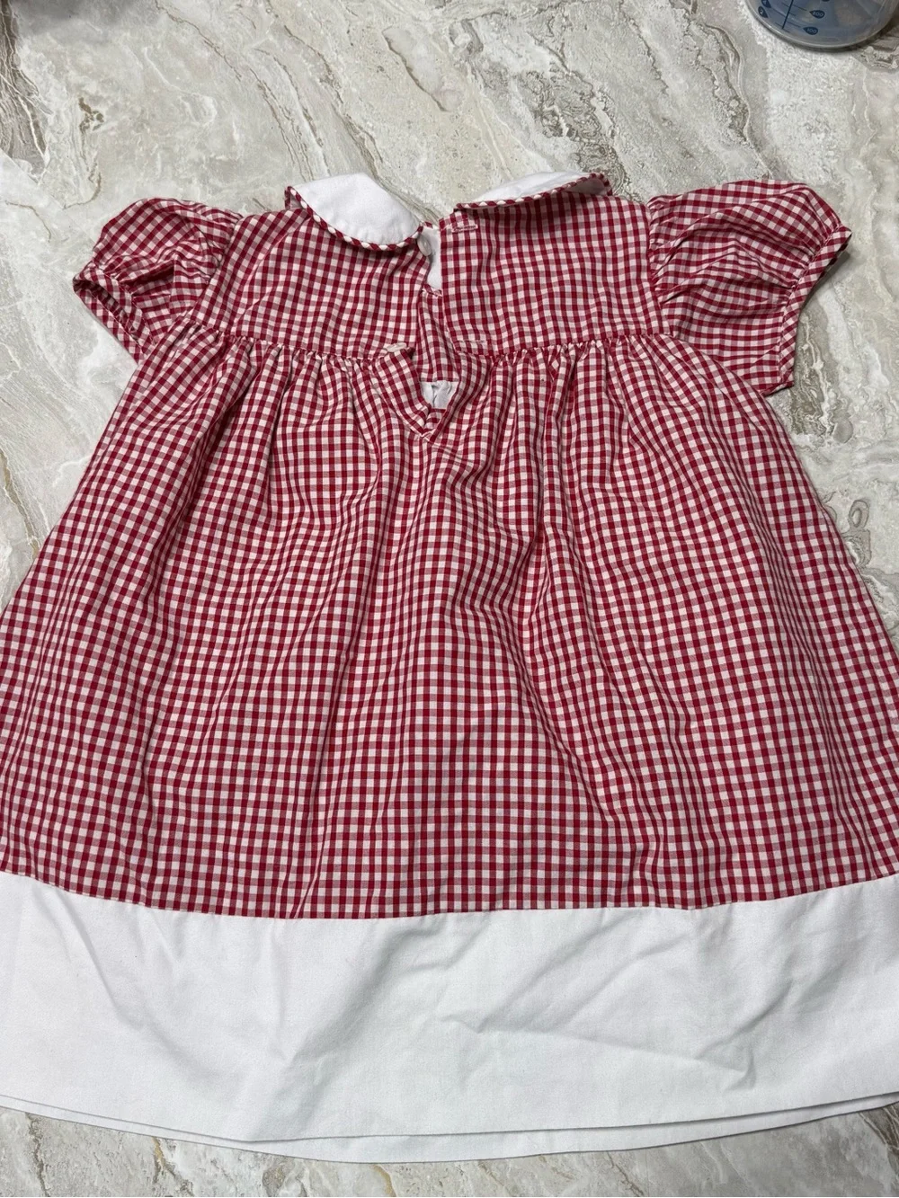 Remember Nguyen Red Gingham Toddler Dress with Embroidered Hem
